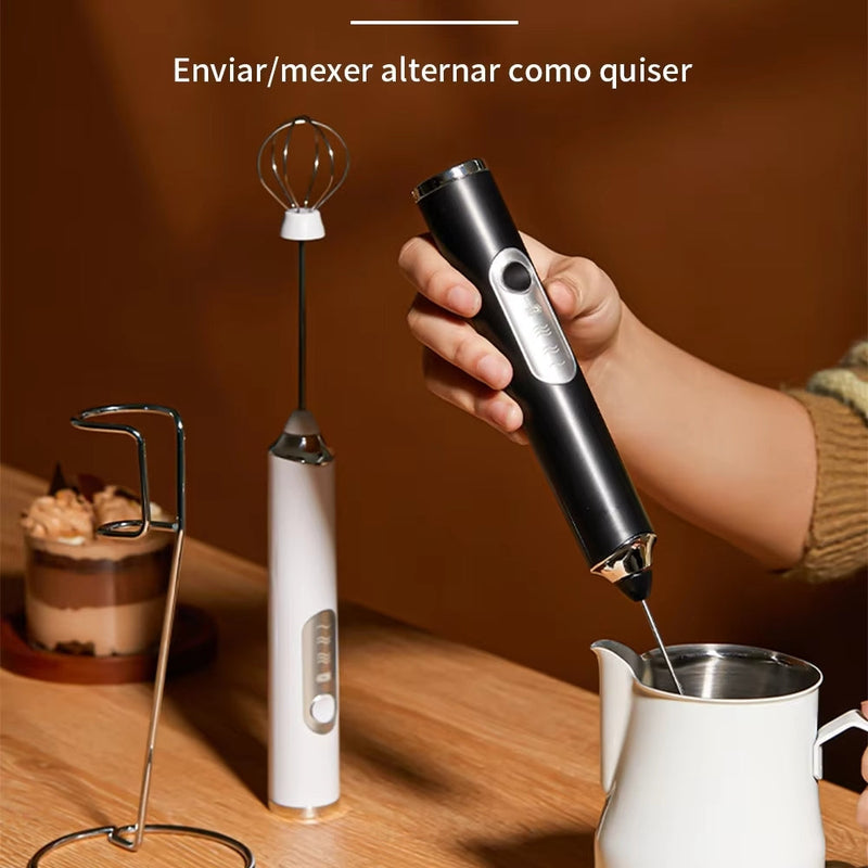 Batedor Misturador Mixer Elétrico para Bebidas Leite Café Portátil