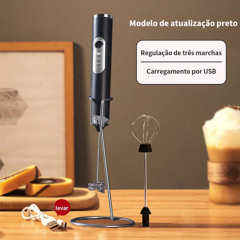 Batedor Misturador Mixer Elétrico para Bebidas Leite Café Portátil