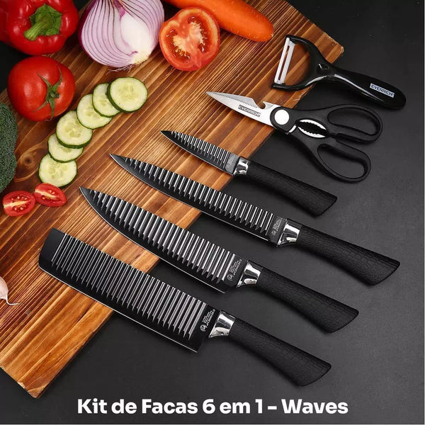 Kit de Facas Waves 6 em 1 - O Mais Completo e Profissional